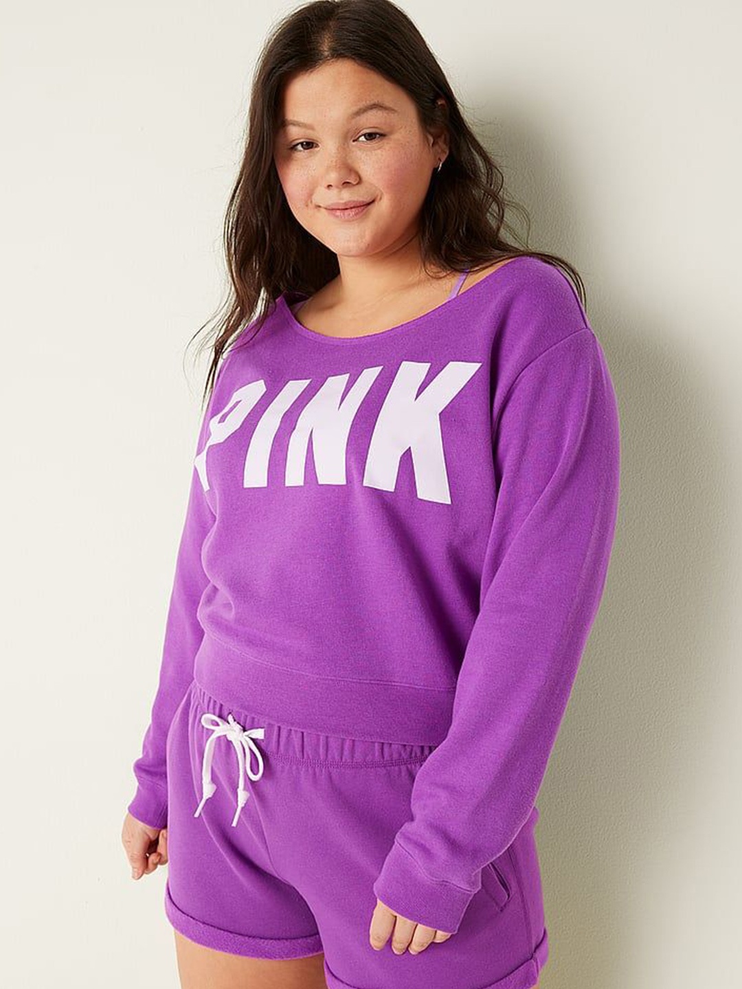 

Victoria's Secret Women Printed Long Sleeves Sweatshirt, Purple