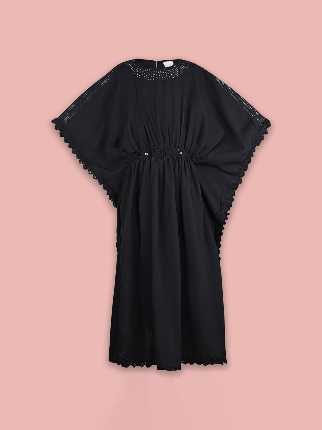 

Wish Karo Kimono Sleeve Satin Fit & Flare Dress, Black