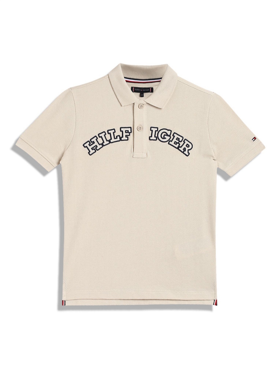 

Tommy Hilfiger Boys Polo Collar Applique T-shirt, Beige