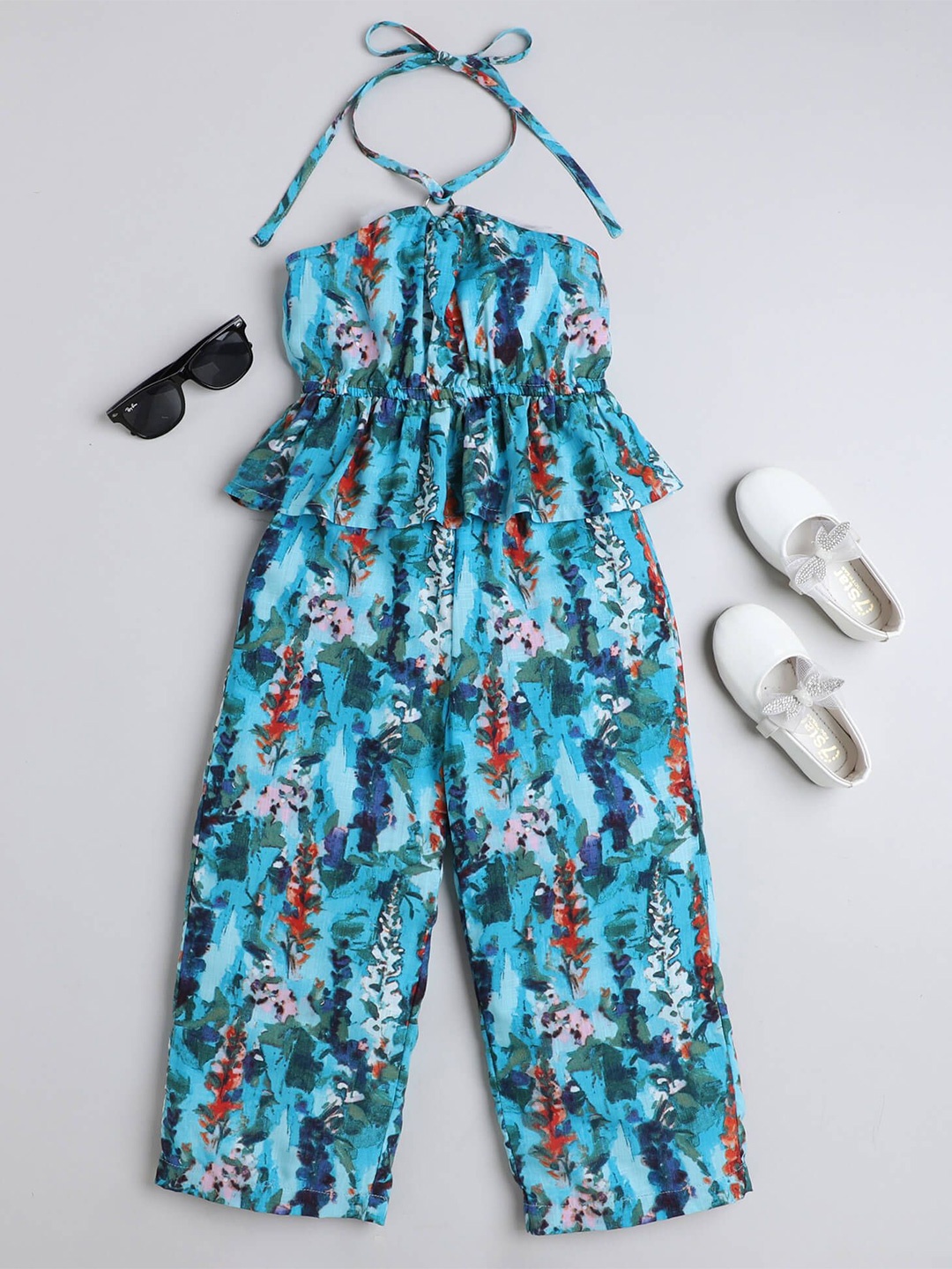 

taffykids Girls Printed Top with Trousers, Blue