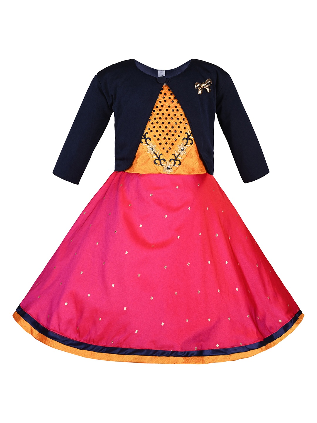 

Wish Karo Embellished Embroidered A-Line Dress, Yellow