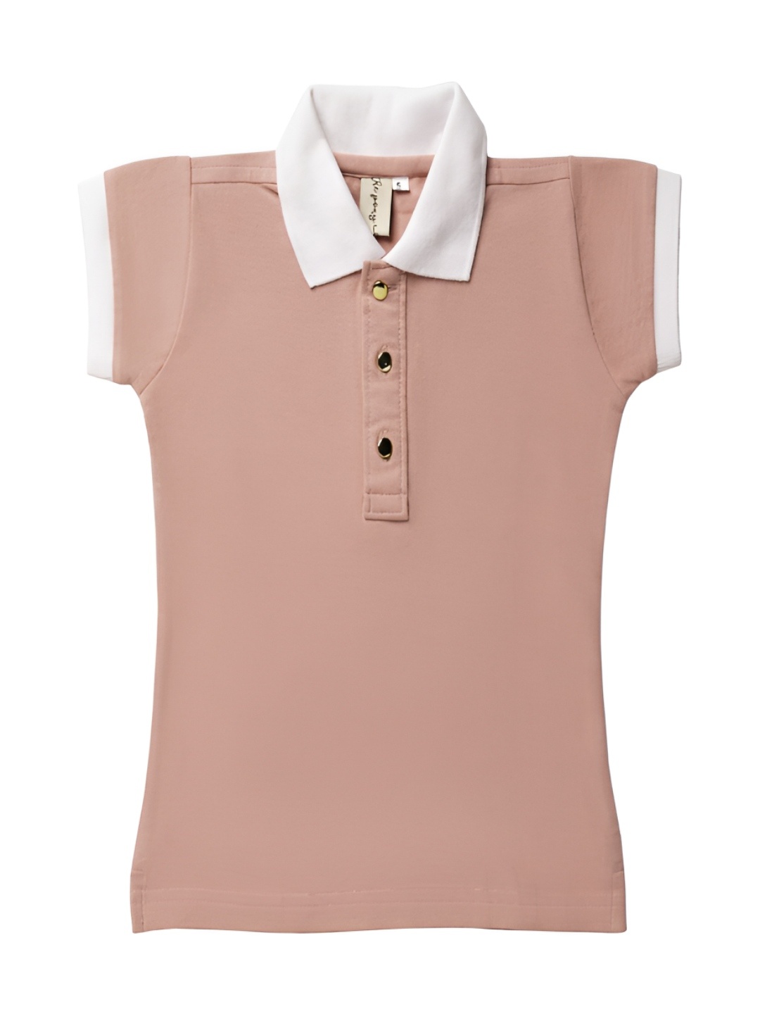 

THE PONY & PEONY CO. Girls Polo Collar Extended Sleeves Applique T-shirt, Pink