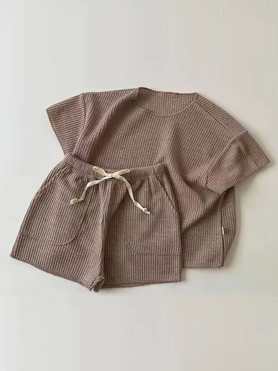 

LULU & SKY Unisex Kids Striped Top with Shorts, Brown