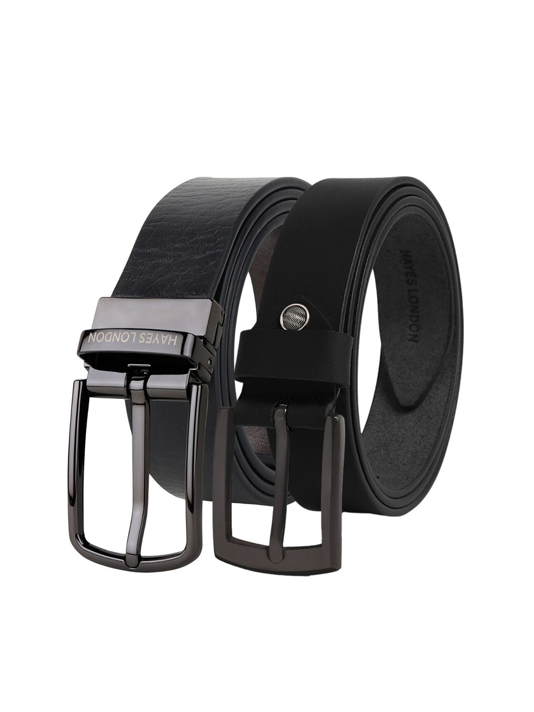 

Hayes London Men Formal Belts Combo Pack of 2 Premium Genuine Leather Belt, Grey