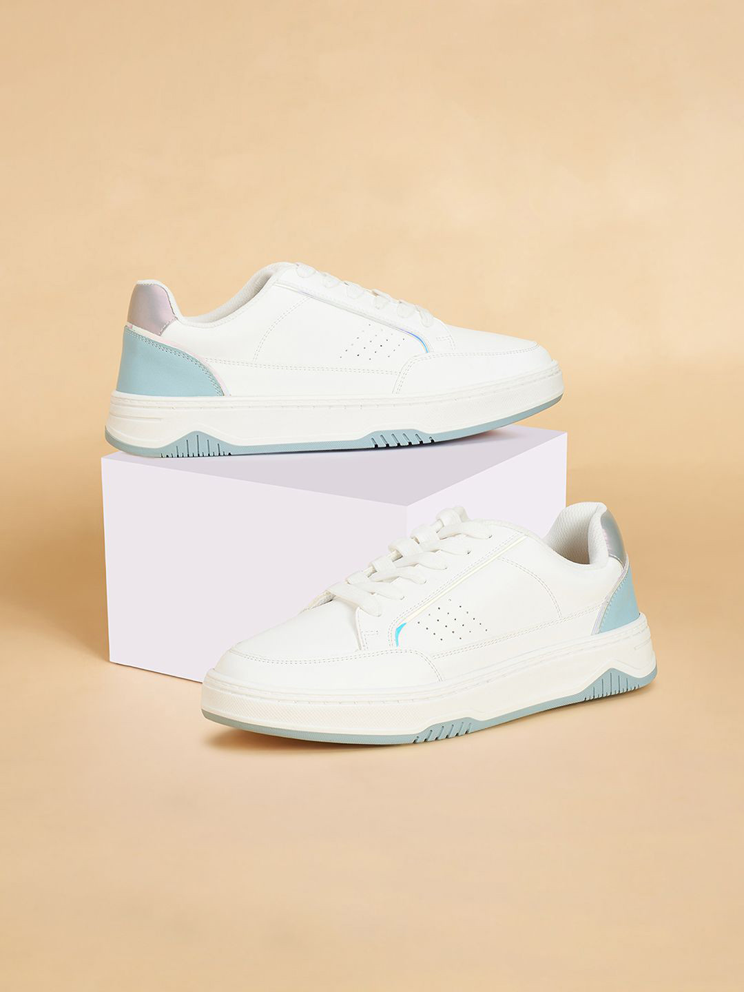 

Forever Glam by Pantaloons Women Perforations PU Sneakers, White