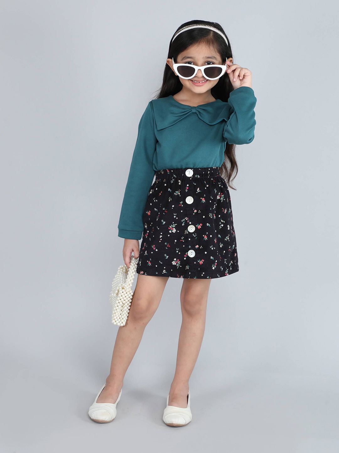 

taffykids Girls Top with Skirt, Green