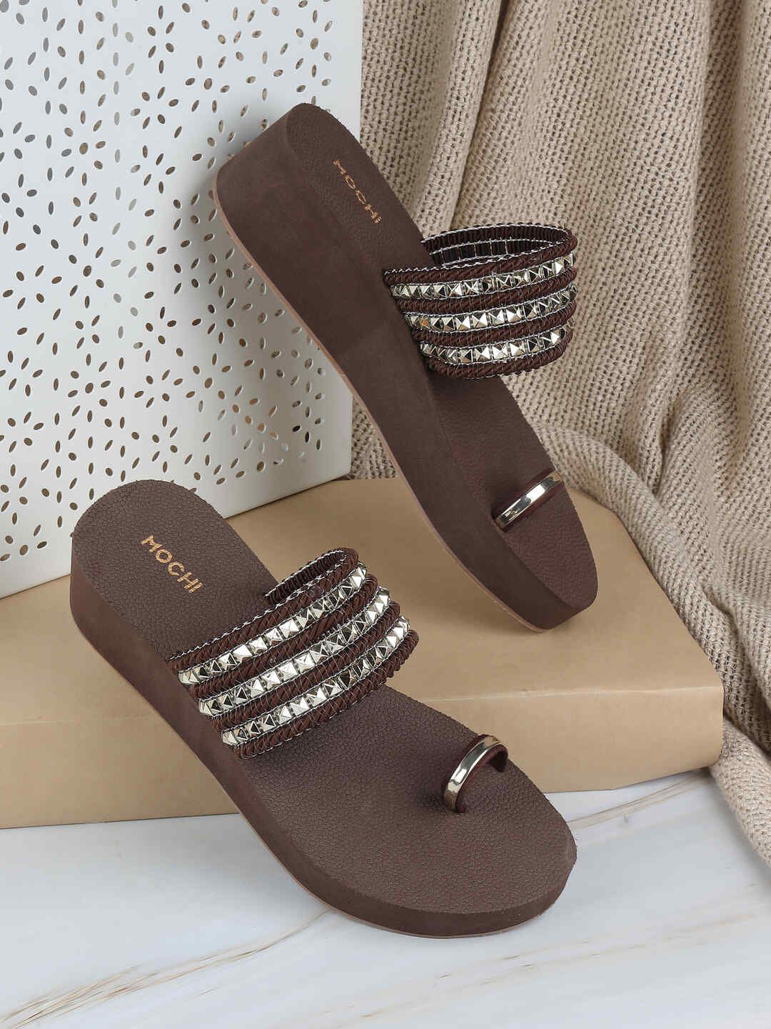 

Mochi Colourblocked Platform Mules, Brown