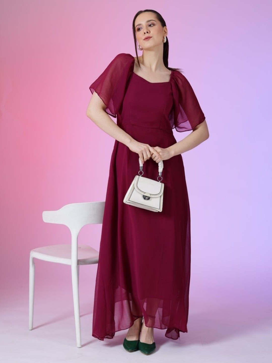 

Krunal Raiyani Women Fit & Flare Maxi Dress, Magenta