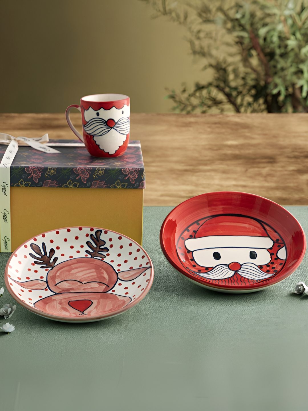 

Eyaas Red Santa Printed Ceramic Pasta Plate