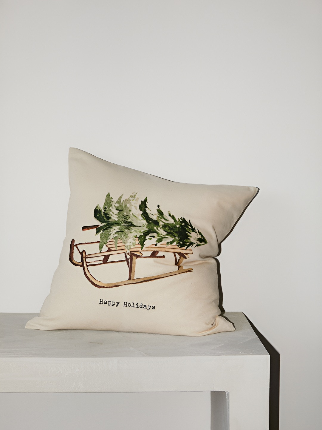 

H&M Beige Printed Pure Cotton Cushion Cover