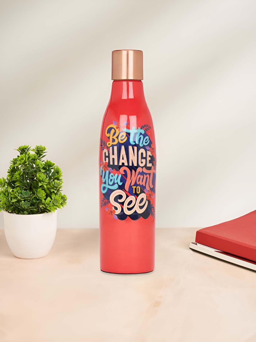 

Living scapes by Pantaloons Red & Blue Single Copper Printed Water Bottle