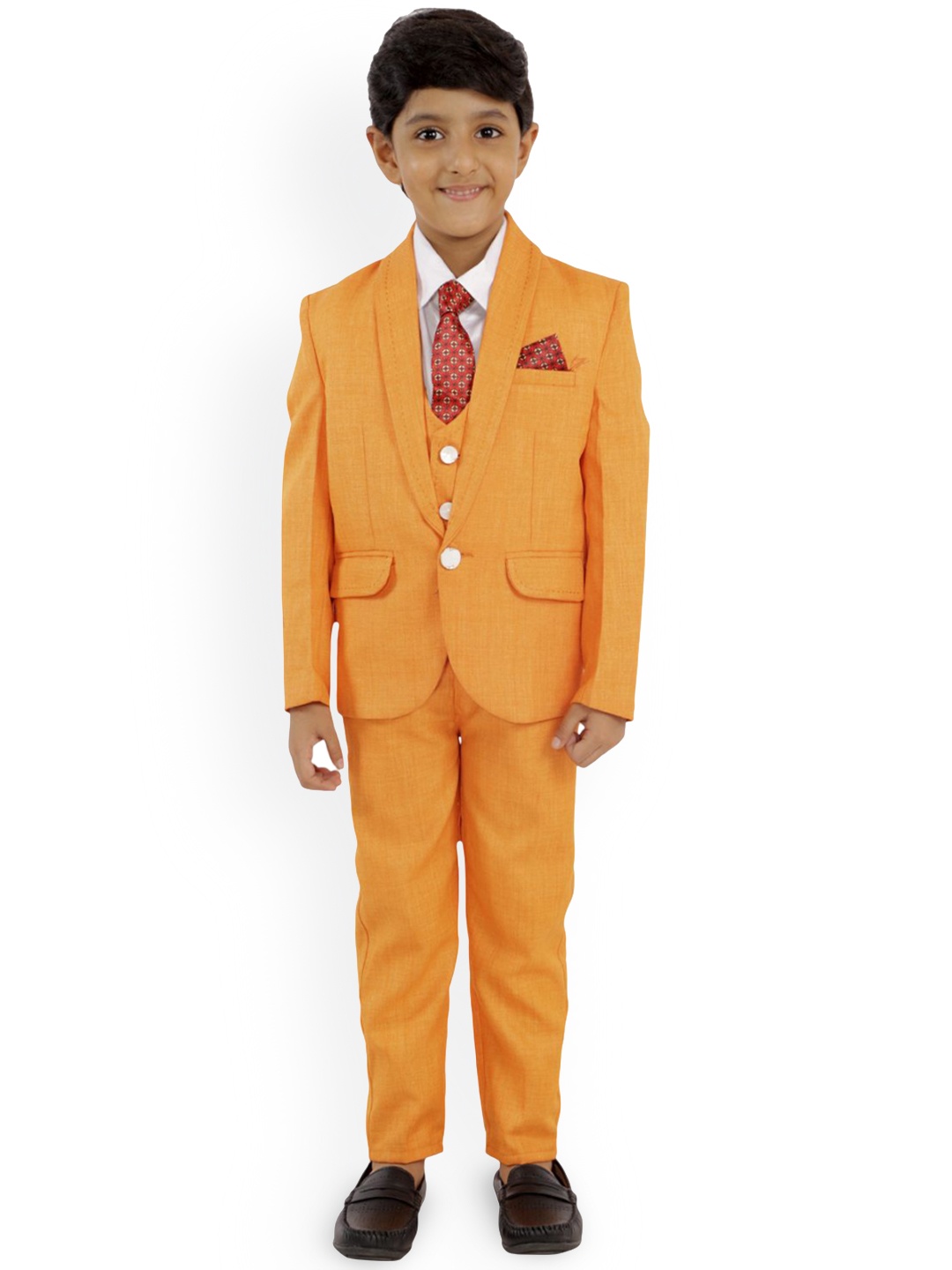 

BAESD Boys Single-Breasted 5-Piece Suits With Shirt and Tie, Orange