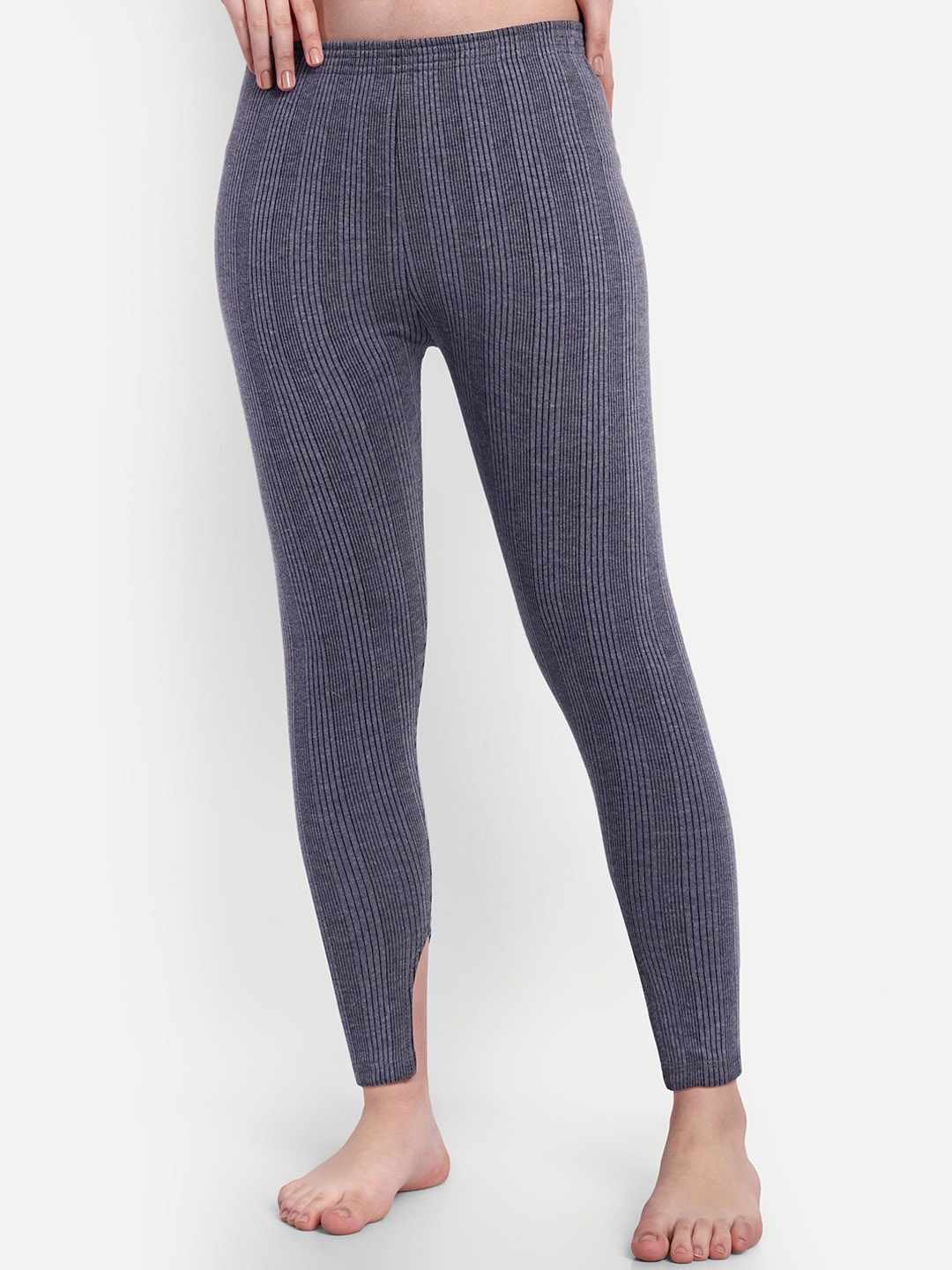 

ZEFFIT Striped Cotton Thermal Bottoms, Grey