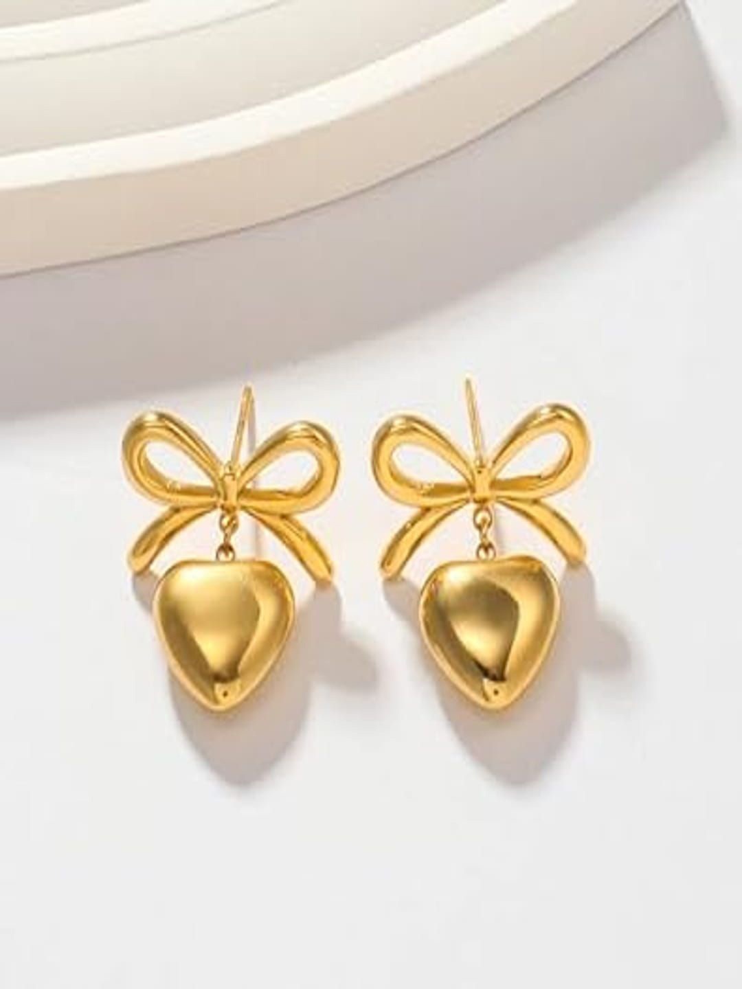 

JEWILLEY Heart Shaped Half Hoop Earrings, Gold
