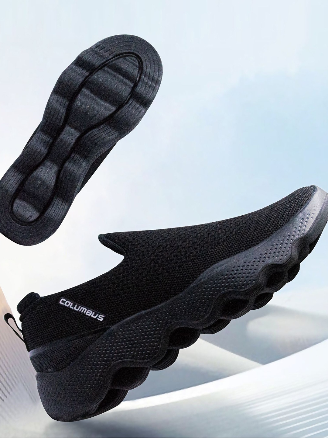 

Columbus Men Mesh Walking Non-Marking Shoes, Black