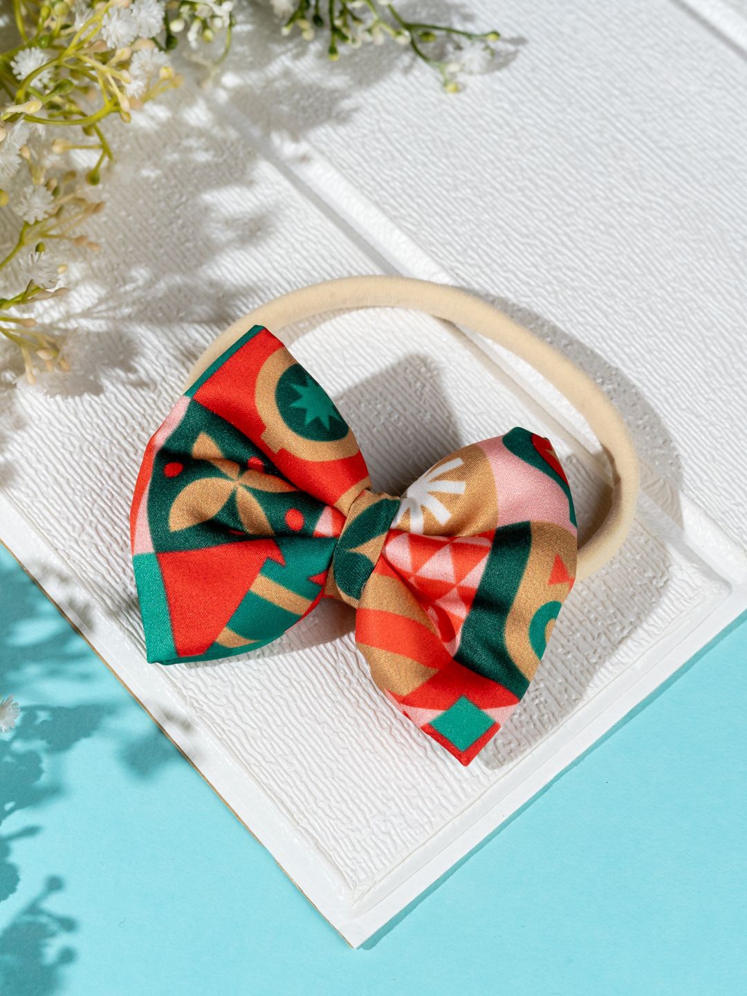 

Arendelle Christmas Geometric Theme Red Bow Headband