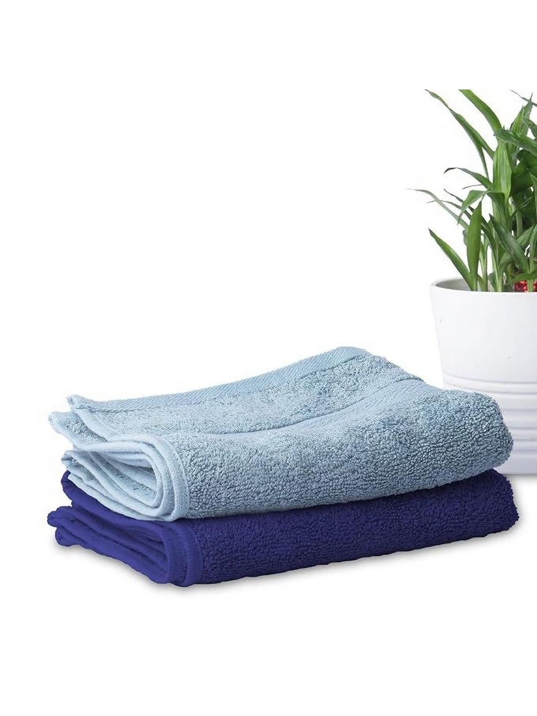 

10club Light Blue & Navy Blue 2 Pieces 580 GSM Bamboo Hand Towels