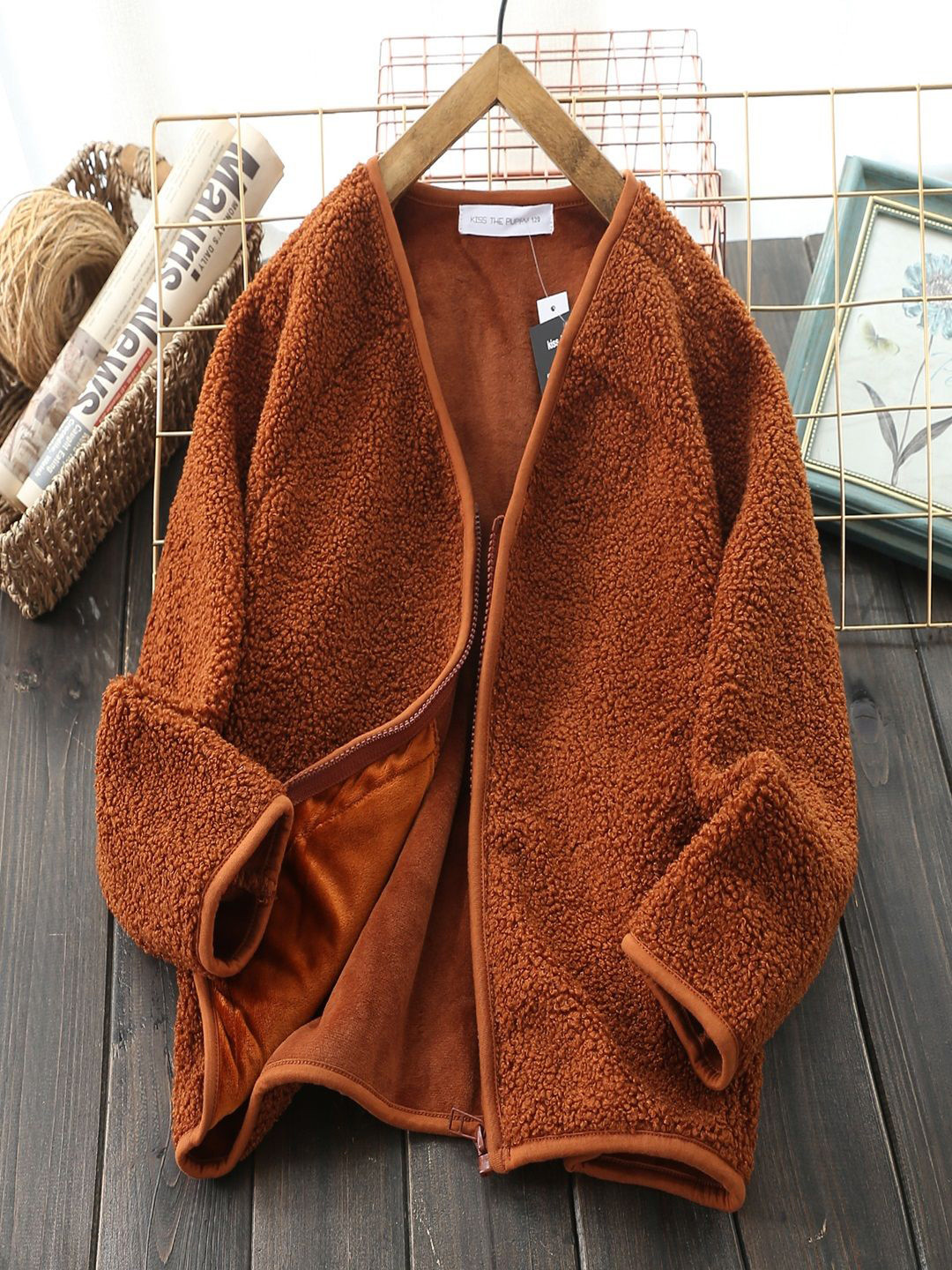 

Xsole Kids Single Breasted Shawl Collar Self Design Winter Overcoat, Brown