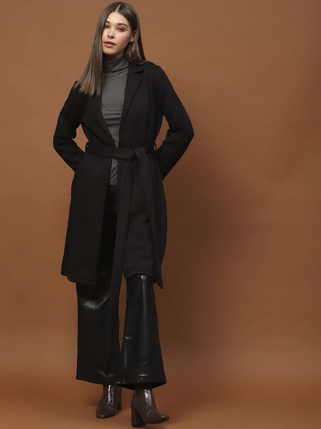 

StyleCast X SERA Women Belted Longline Quilted Coat, Black