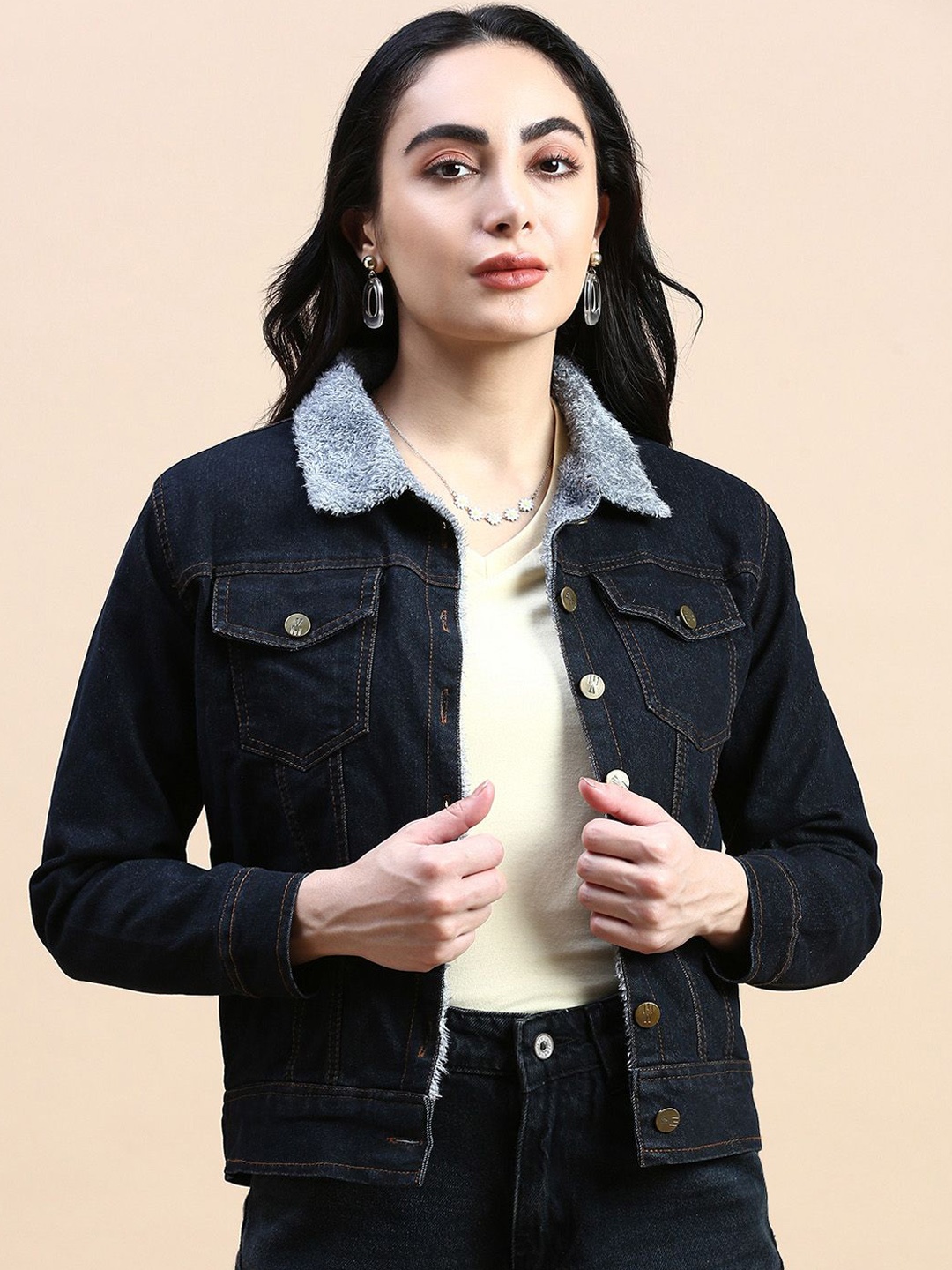 

VOXATI Women Washed Denim Jacket, Multi