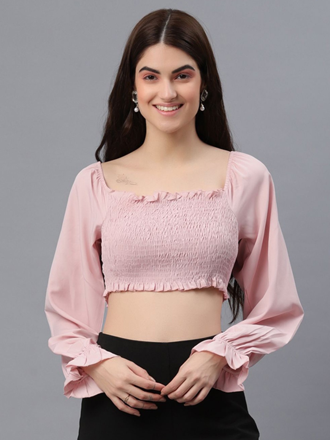 

all about you Puff Sleeve Crop Top, Pink