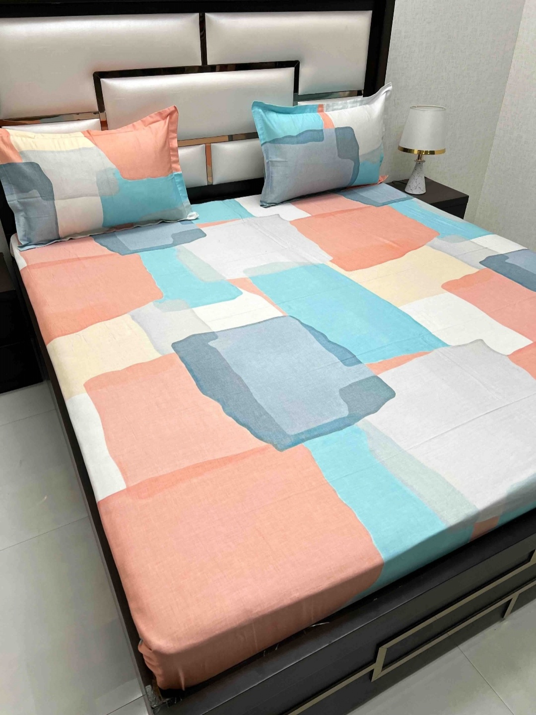 

Pure Decor Cotton King Size Double Bed Bedsheet With 2 Pillow Covers 2.74m X 2.74m, Coral