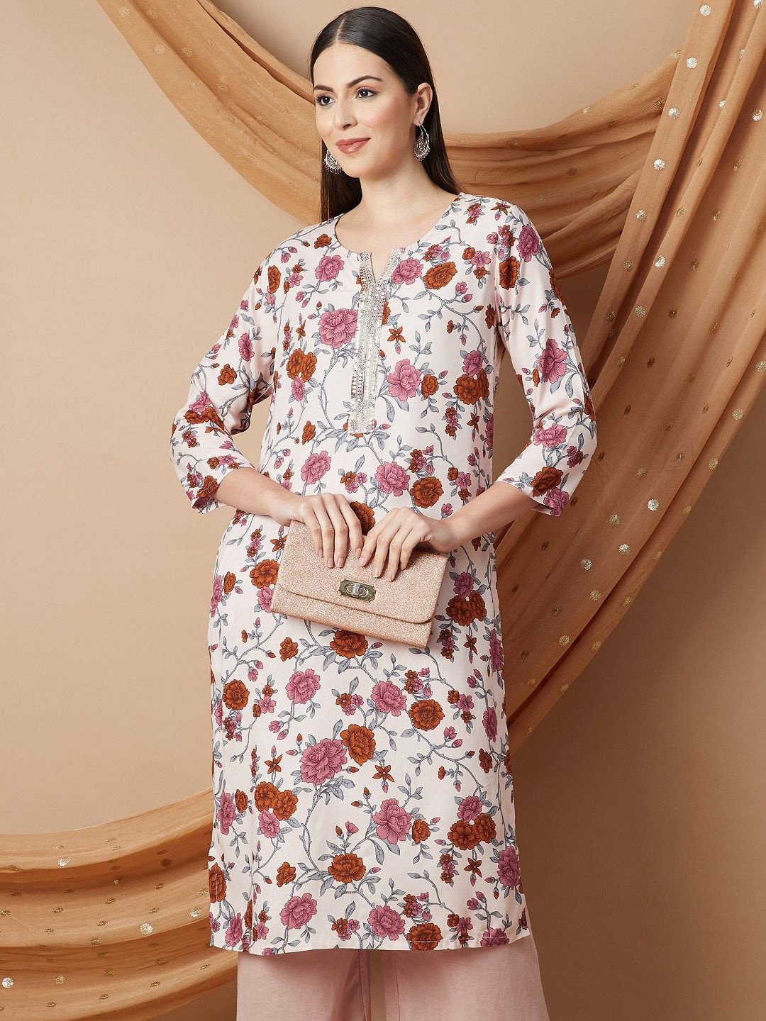 

Melange by Lifestyle Women Floral Printed Sequinned Anarkali Kurta, Blue