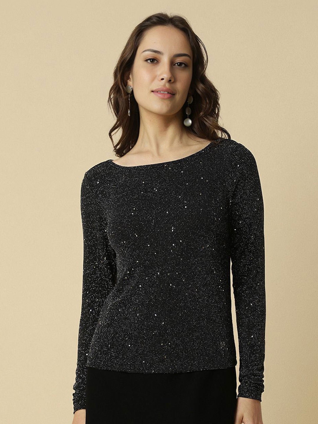 

Allen Solly Woman Embellished Top, Black