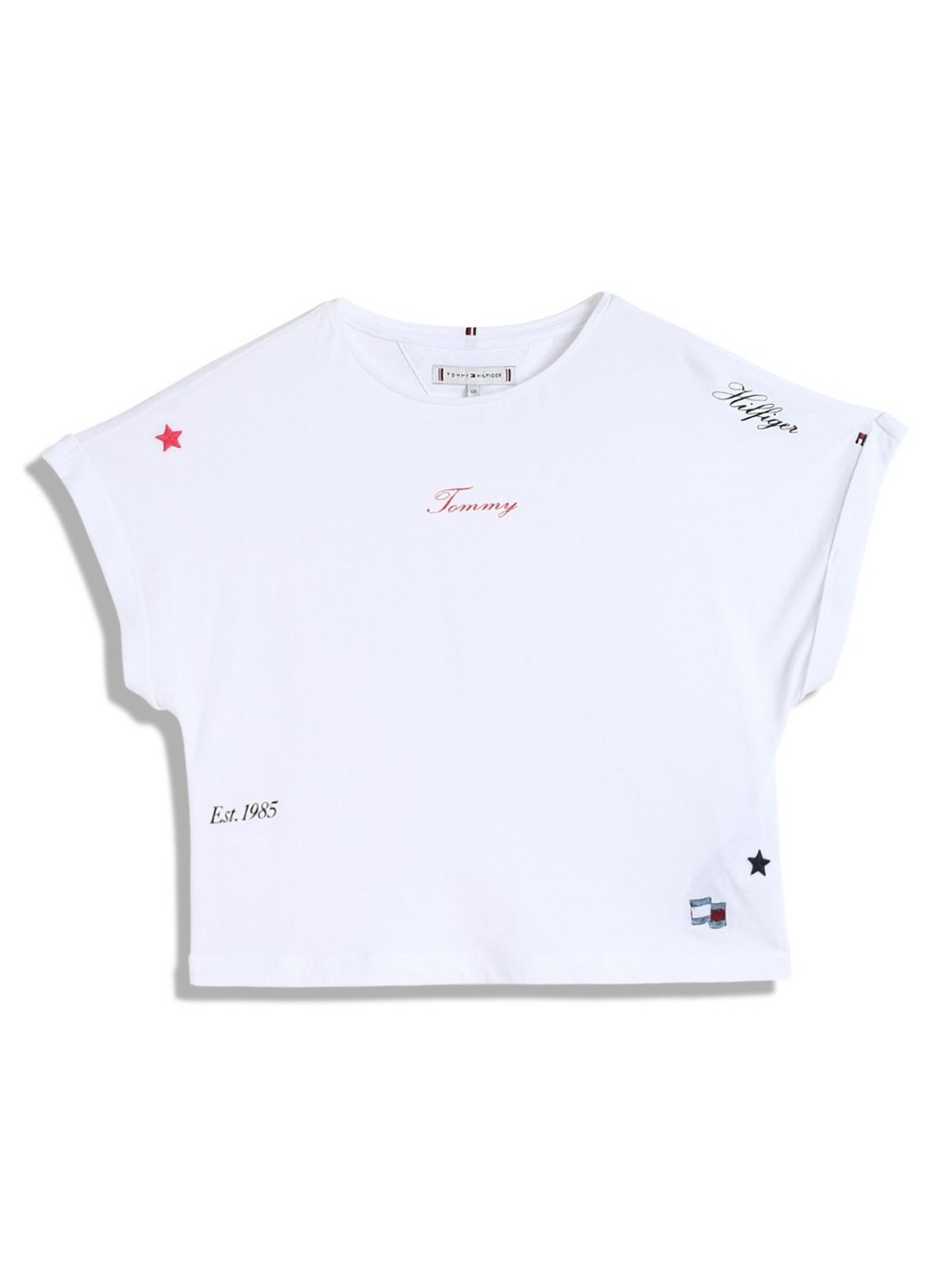 

Tommy Hilfiger Girls Typography Monochrome Raw Edge T-shirt, White