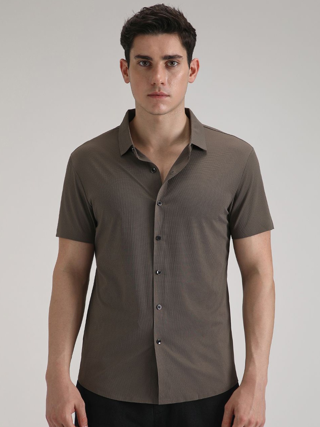

Banana Club Men Classic Slim Fit Opaque Casual Shirt, Brown