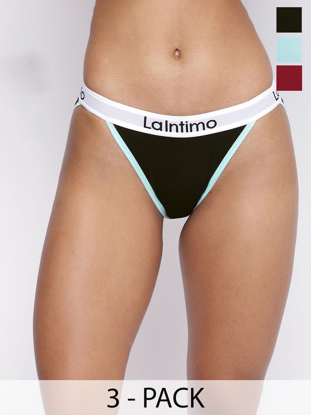 

La Intimo Women Pack of 3 Low-Rise Bikini Briefs, Maroon