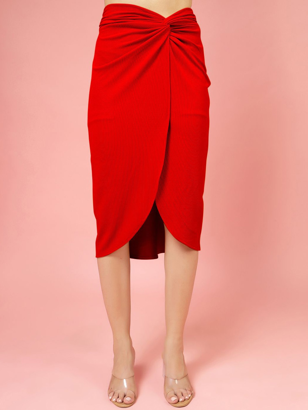 

Oomph! Tulip Midi Skirt, Red
