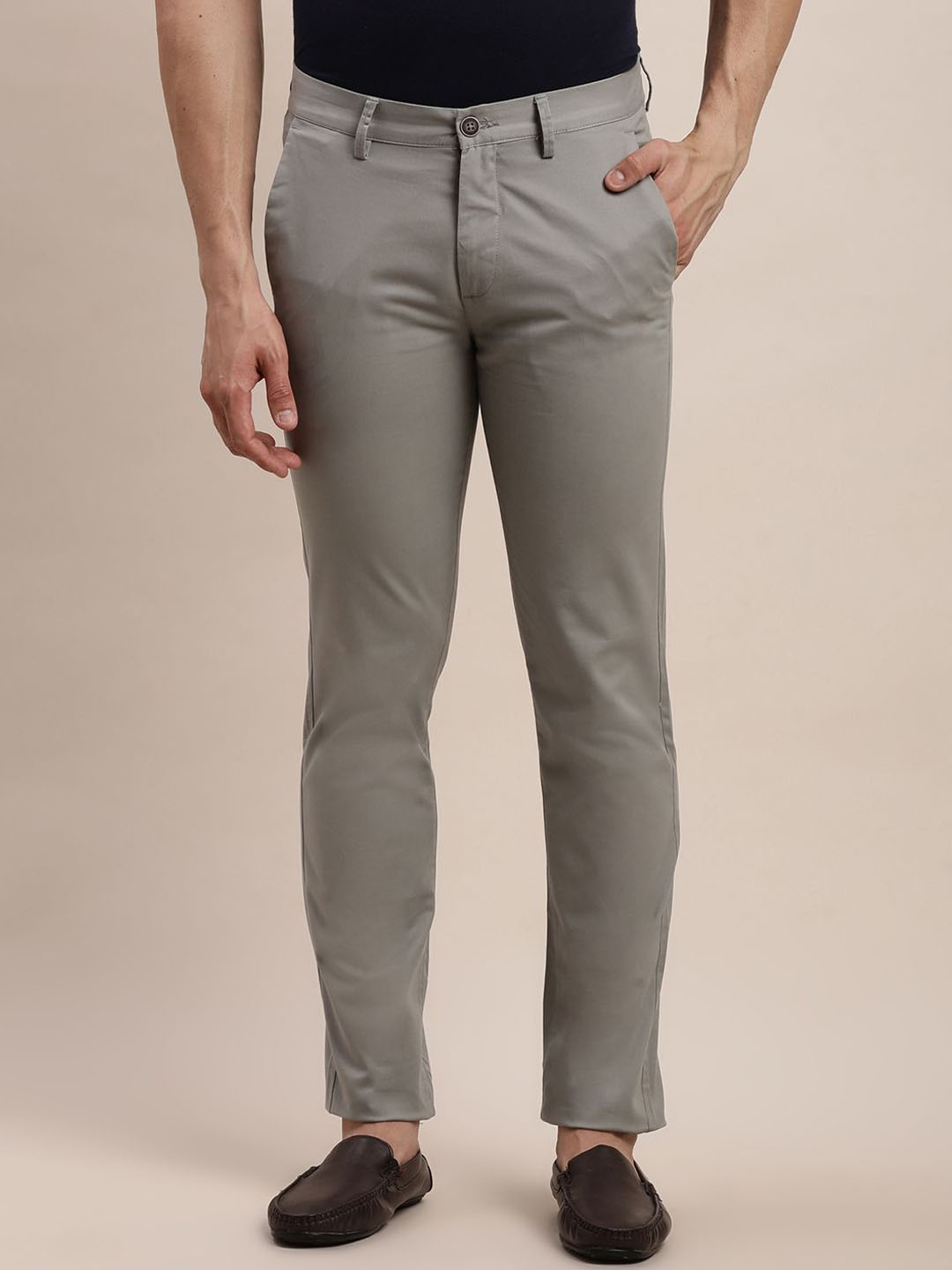 

Turtle Men Relaxed Skinny Fit Cotton Chinos, Grey