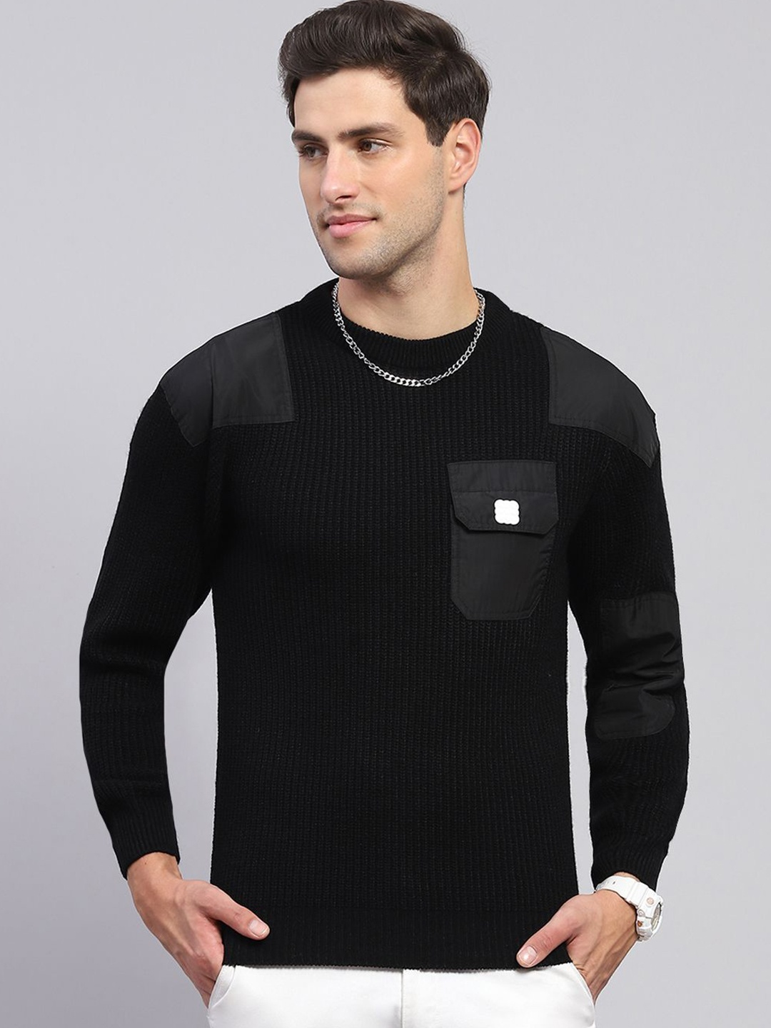 

rock.it Men Round Neck Long Sleeves Pullover, Black