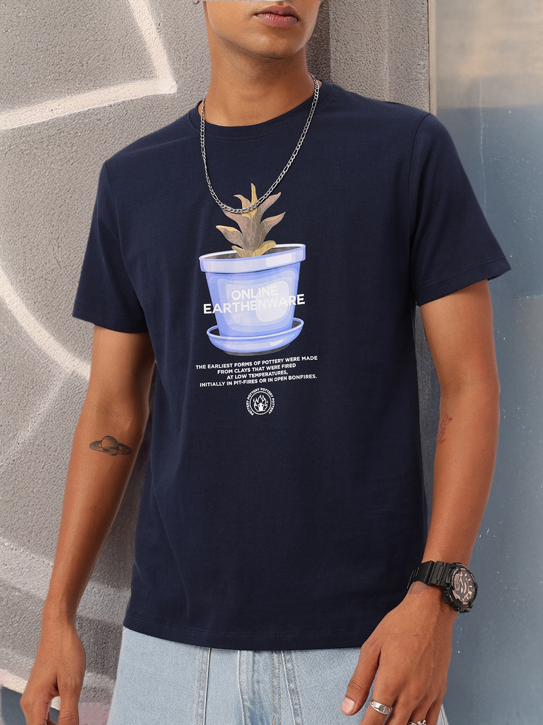 

Kook N Keech Urban Cool Printed Casual T-shirt, Navy blue