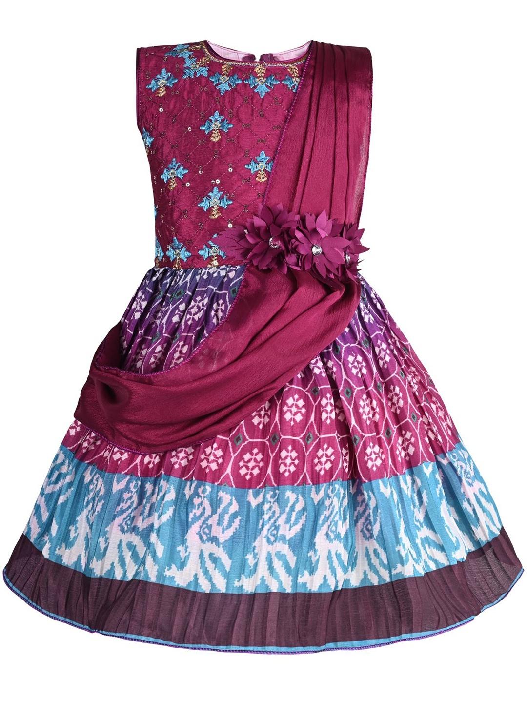

Wish Karo Floral Print Satin Fit & Flare Dress, Purple