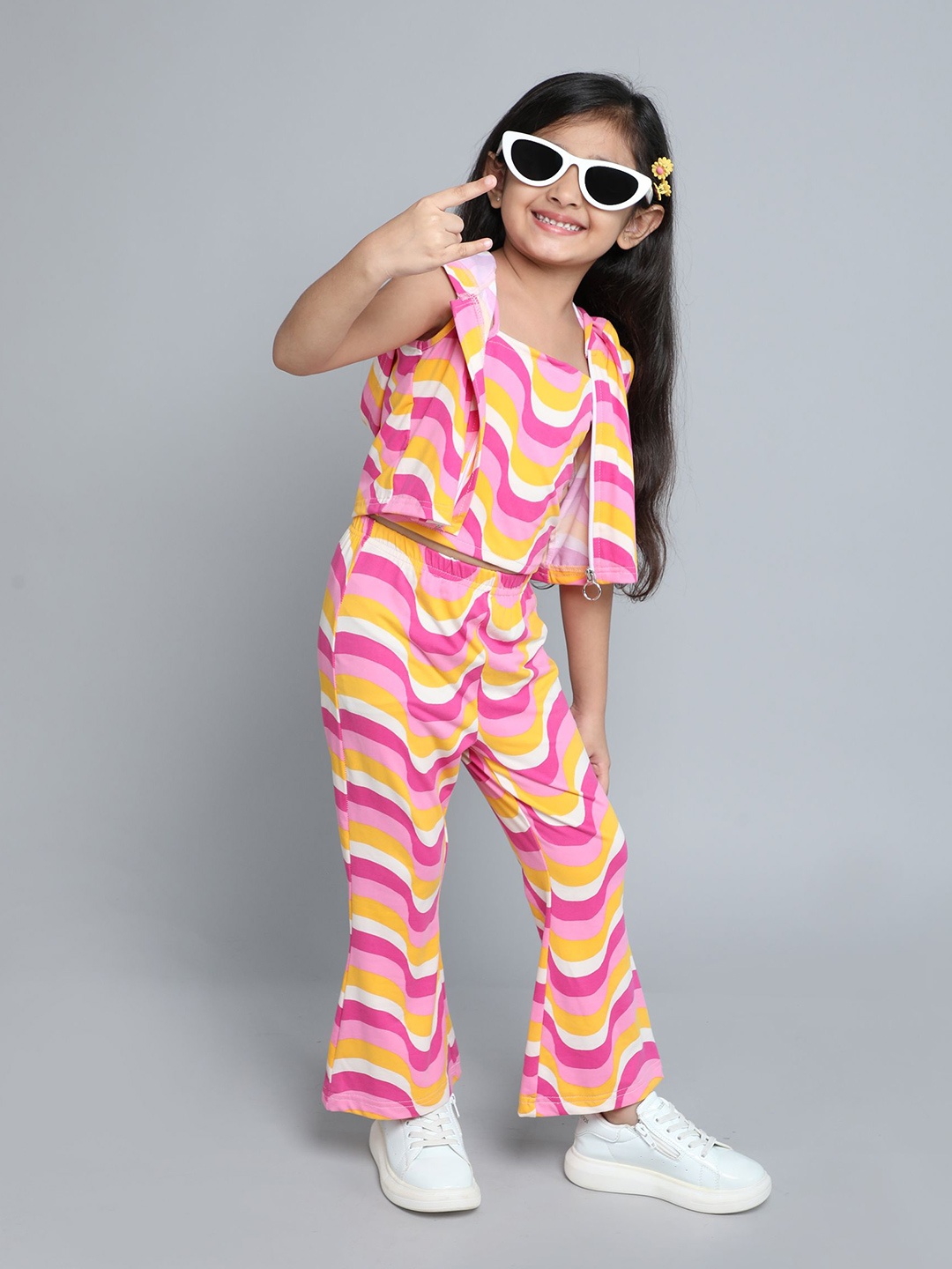 

taffykids Girls Top with Trousers, Pink