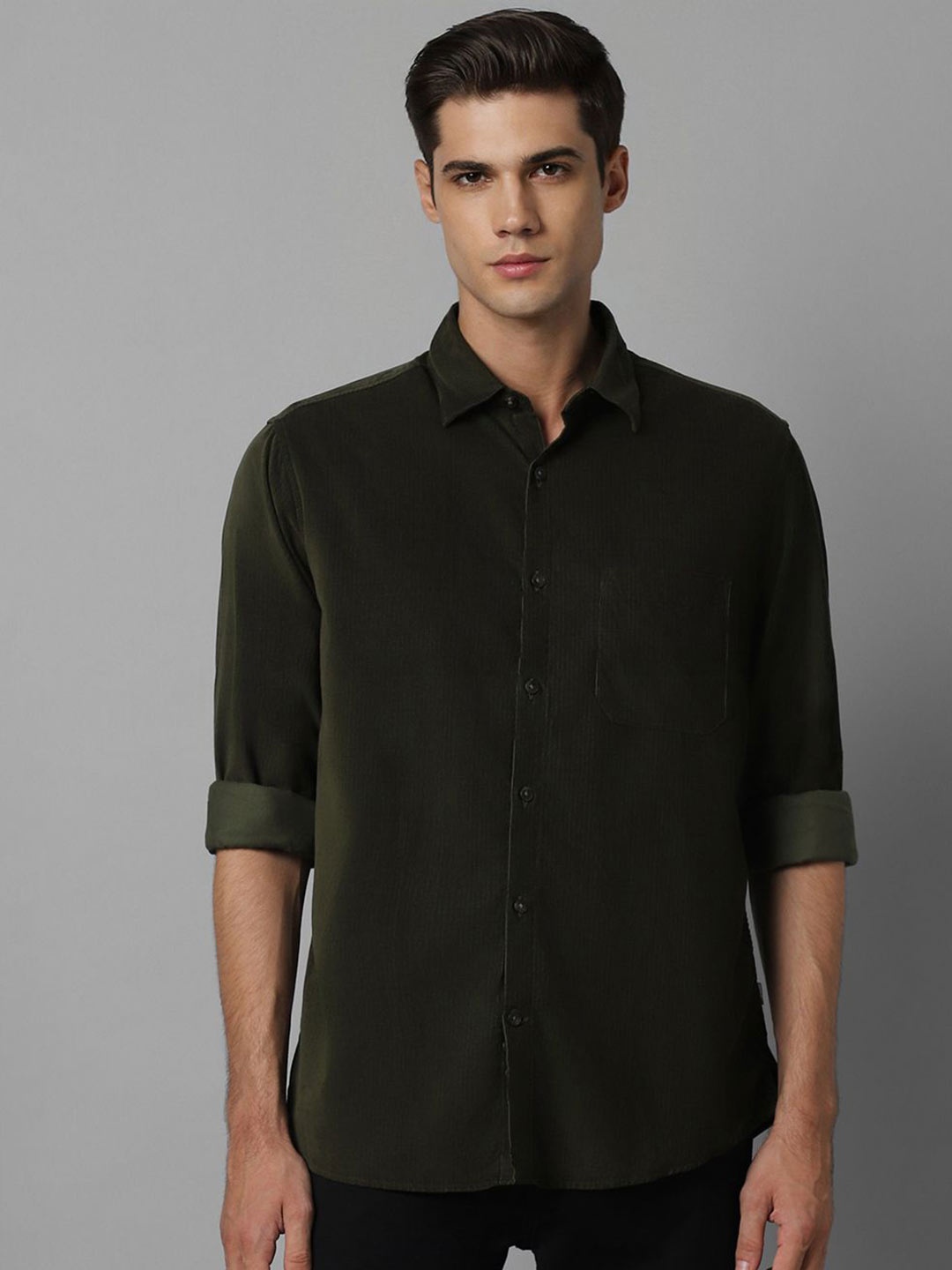 

Louis Philippe Sport Men Slim Fit Opaque Striped Casual Shirt, Olive