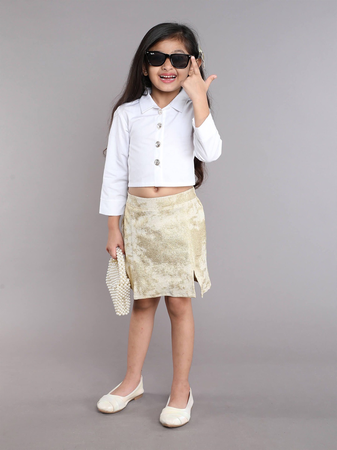 

taffykids Girls Shirt with Skirt, White