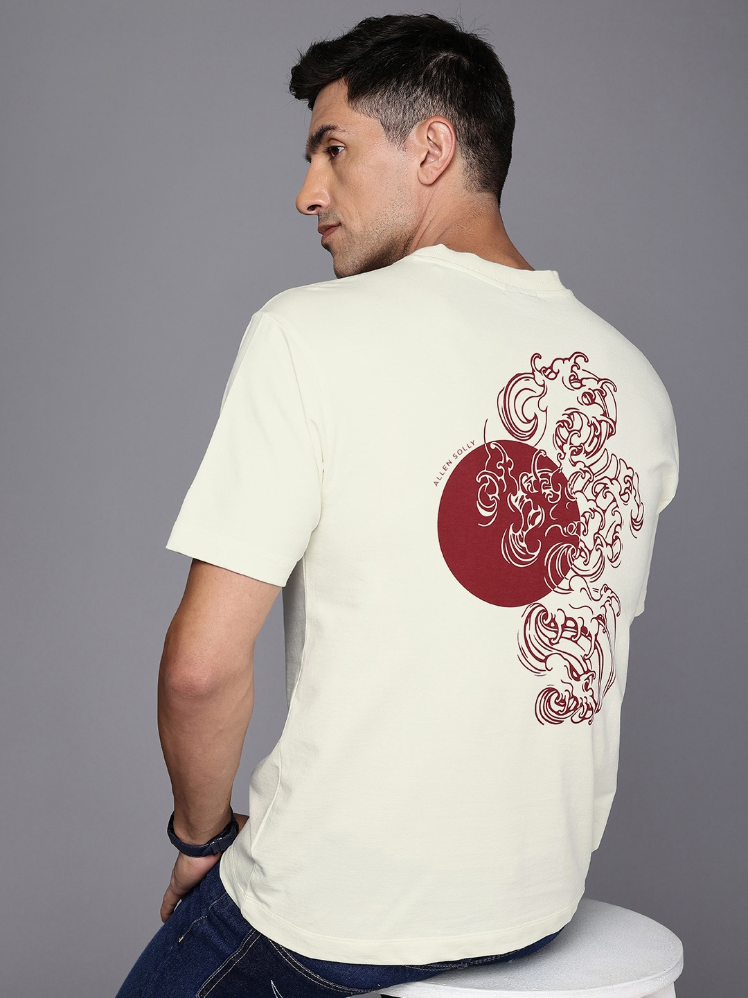 

Allen Solly Graphic Printed Pure Cotton T-shirt, Cream