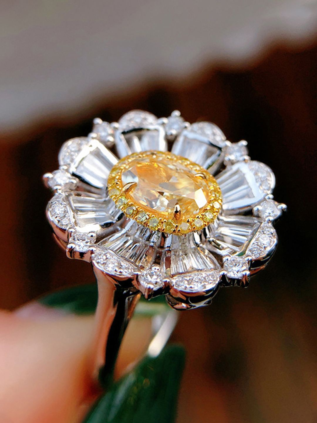 

Designs & You Silver-Plated Crystal Stone Studded Finger Ring