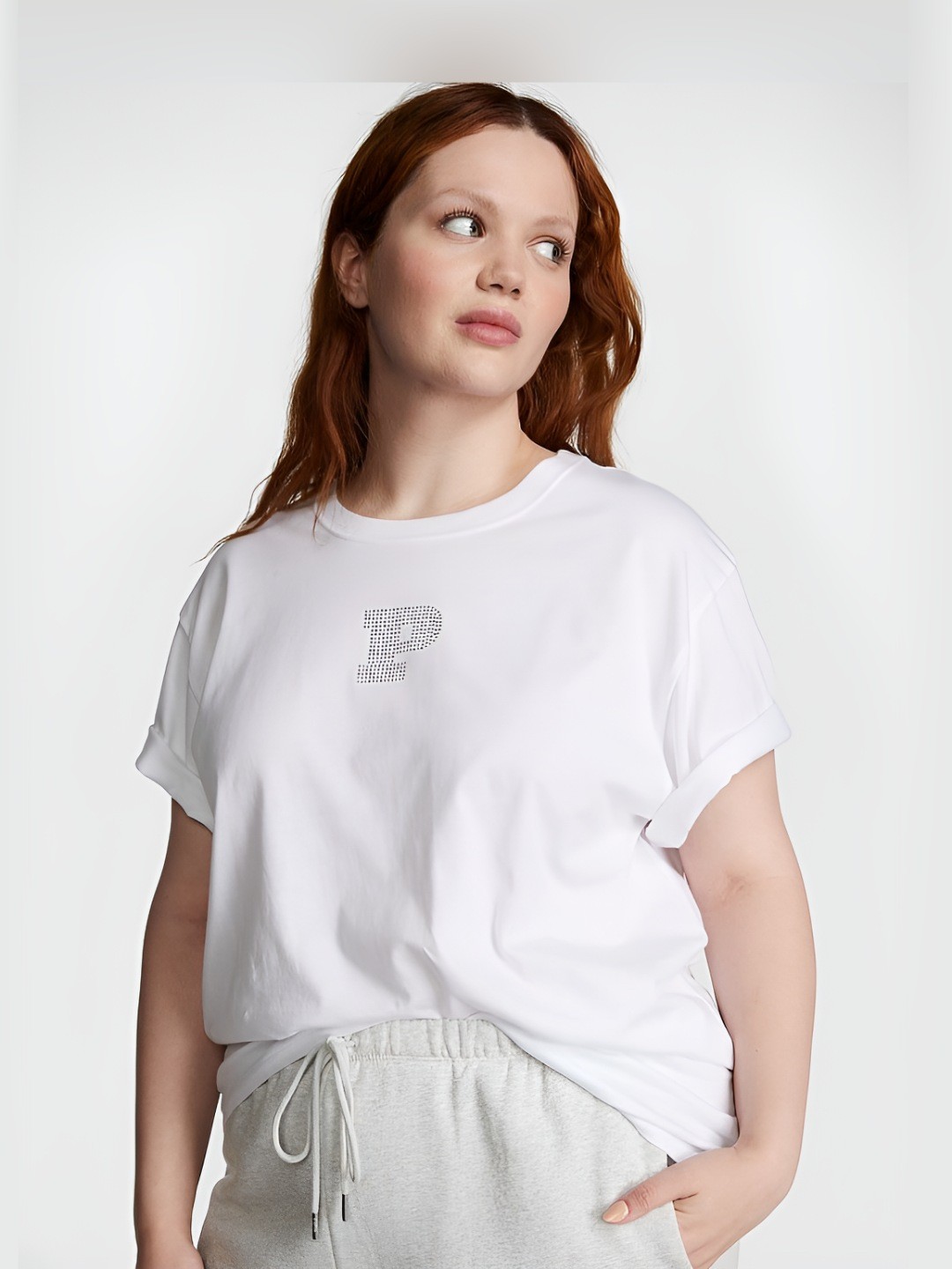 

Victoria's Secret Women Typography Printed Round Neck Cotton T-shirt, White
