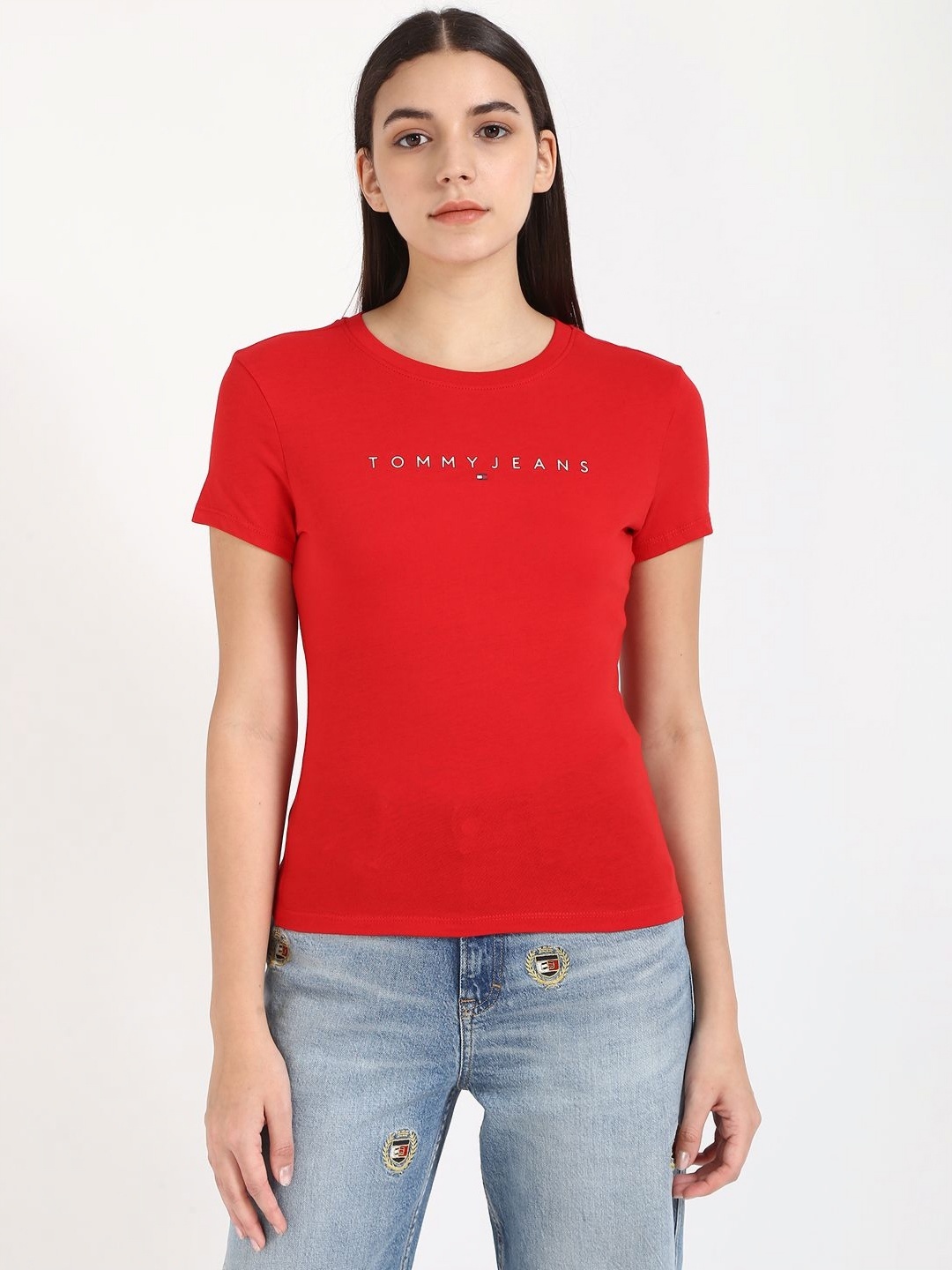 

Tommy Hilfiger Women Pockets Slim Fit T-shirt, Red