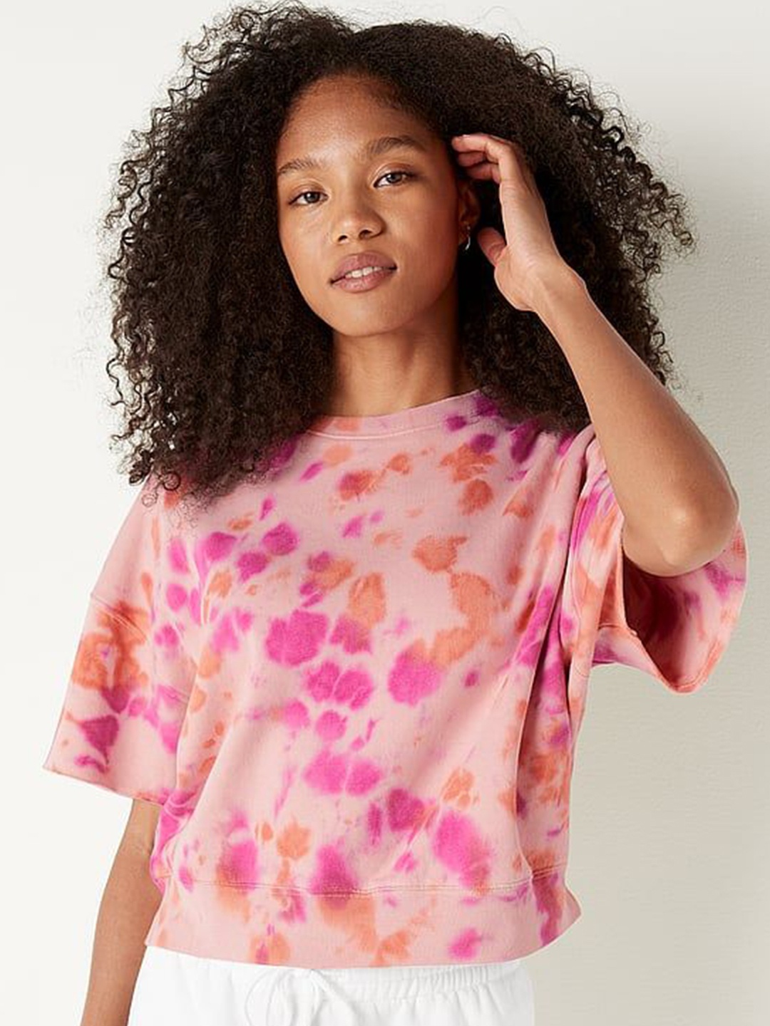 

Victoria's Secret Women Printed Crop Sweatshirt, Pink