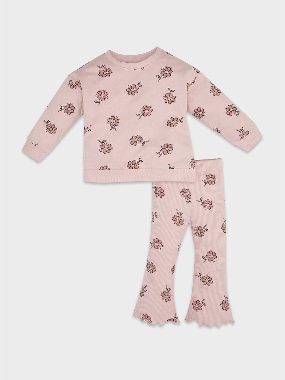 

DeFacto Girls Printed T-shirt with Trousers, Pink