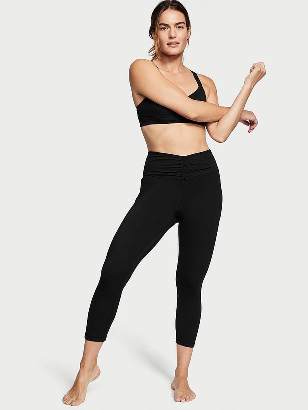 

Victoria's Secret Love Cloud Ruched Women Three-Fourth Length Leggings, Black
