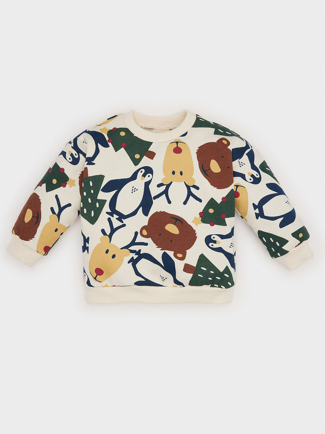 

DeFacto Boys Floral Printed Pullover Sweaters, White