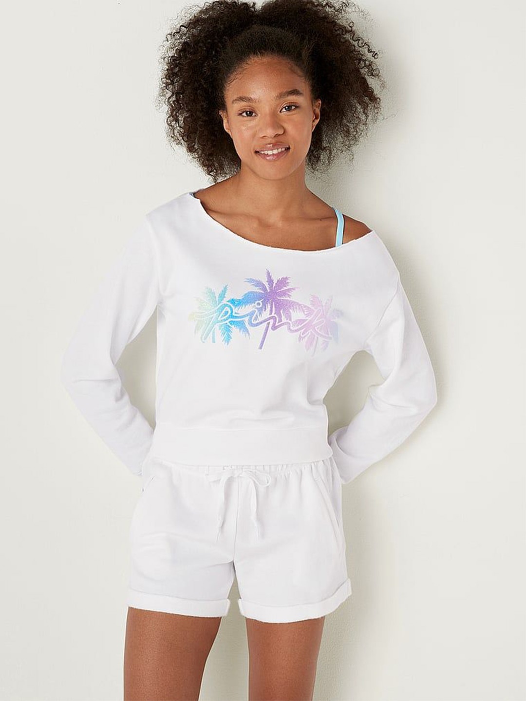 

Victoria's Secret Women Cotton Printed Pullover Sweatshirt, White