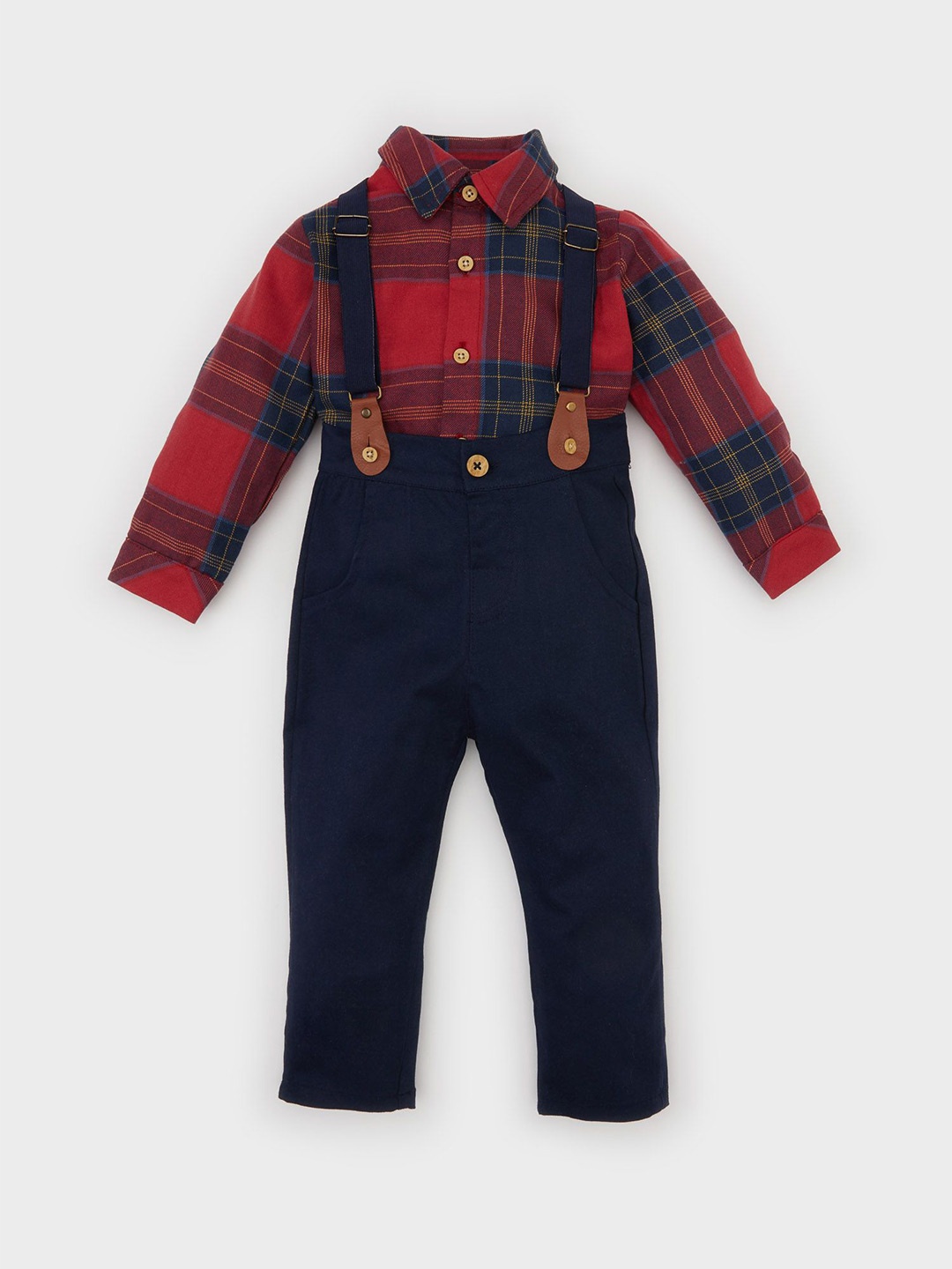 

DeFacto Boys Checked Shirt with Trousers, Red
