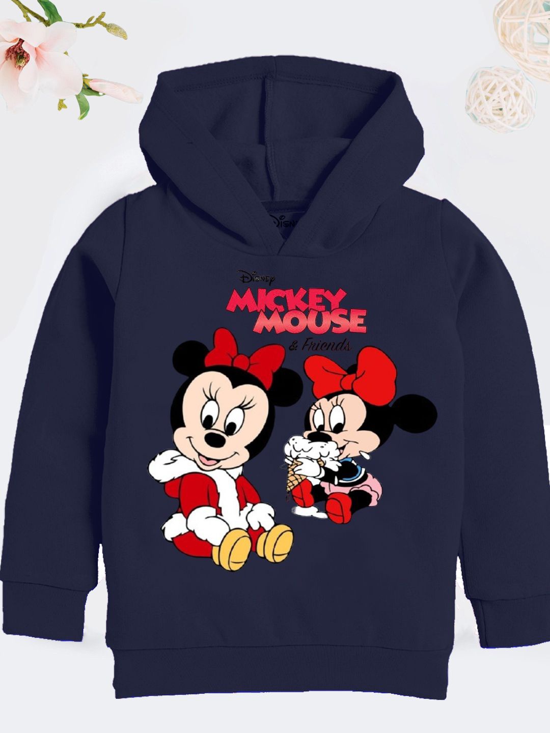 

YK Disney Girls Printed Hooded Sweatshirt, Navy blue
